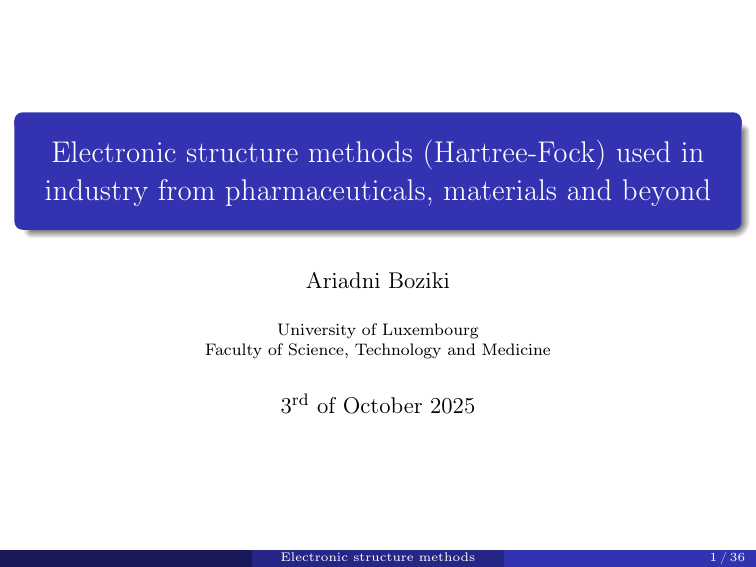 Lecture slides: Hartree-Fock
